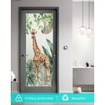 thumbnail image 5 of Window Privacy Film Tropical Giraffe Sloth Stained Glass Window Film Decorative Sun Block Window Cover Watercolor Summer Palm Leaf Window Clings Static Adhesive Sticker for Bathroom 17.7"x39.3", 5 of 7