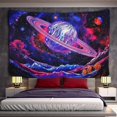 thumbnail image 2 of KAIYANG Tapiz de galaxia, tapiz de planeta psicodélico, tapiz de pared de montaña psicodélica, tapiz espacial, tapices de cielo estrellado, tapiz de árbol forestal para colgar en la pared, 2 of 5