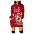 thumbnail image 1 of Chandail en Molleton de Noël pour Femmes, Cardigan à Col Rond Chaud, Veste de Mode à Capuche, Fermeture Mi-Longue, Imprimé de Vacances, Pull à Manches Longues, Pull de Noël, 1 of 6