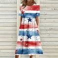 thumbnail image 2 of Women's 250th Anniversary Independence Day Round Neck Casual Dress with Pockets Short Sleeve Patriotic Printed Summer Tunic Red M, 2 of 6