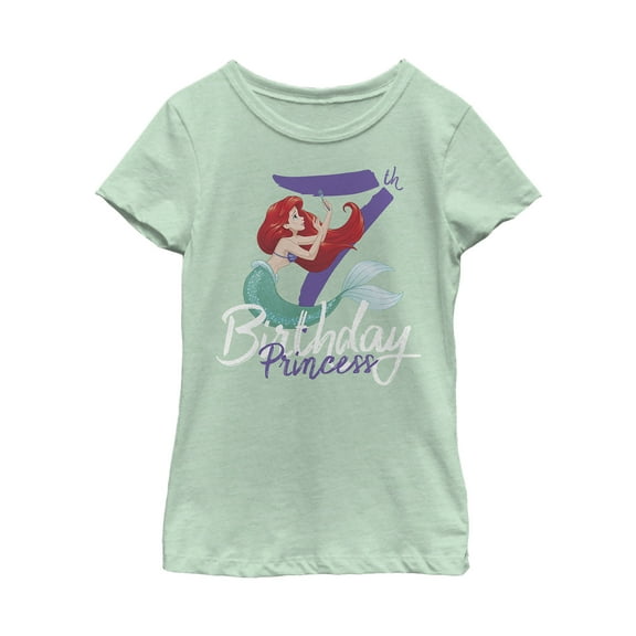 Girl's The Little Mermaid 7th Birthday  Graphic Tee Mint X Small