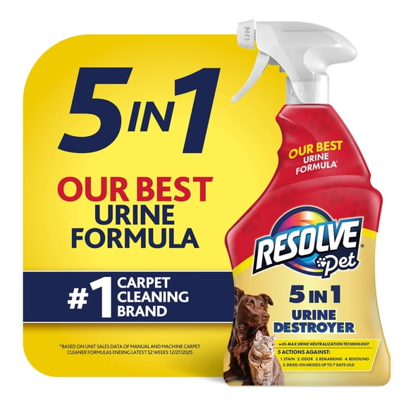 Resolve Pet Specialist Urine Destroyer Carpet Cleaner Spray –  Urine Eliminator for Pet Stains & Odors Up to 7 Days Old, 22oz