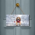thumbnail image 2 of Playful Bloodhound Welcomes Winter Snowy Day with Cardinal Bird Landscape Wood Sign Dog Lover Hanging Wall Home Decor - 2017, 2 of 5