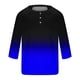thumbnail image 4 of Blusas y camisas de manga larga con cuello redondo para hombre, estilo casual, moderno, con cuello redondo degradado, botones, manga 3/4, blusa de poliéster para hombre, 4 of 4