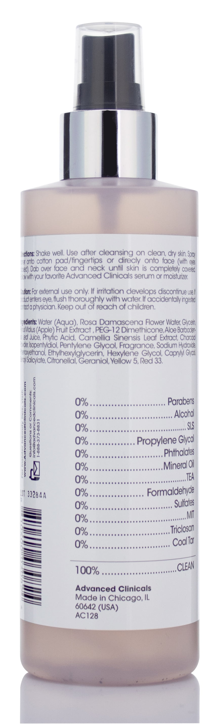 advanced clinicals rosewater toner