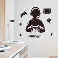 thumbnail image 1 of Adhesivos de pared con diseño de jugador de dibujos animados de Gamer Boy con auriculares de PVC, 38, 1 of 3