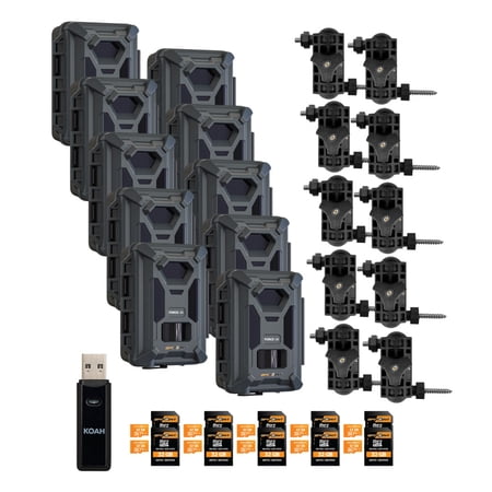 Spypoint Force-24MP Non-Cellular Trail Camera (10 Pack) Bundle with 32GB Memory Card Mounting Arm and Card Reader (31 Items)