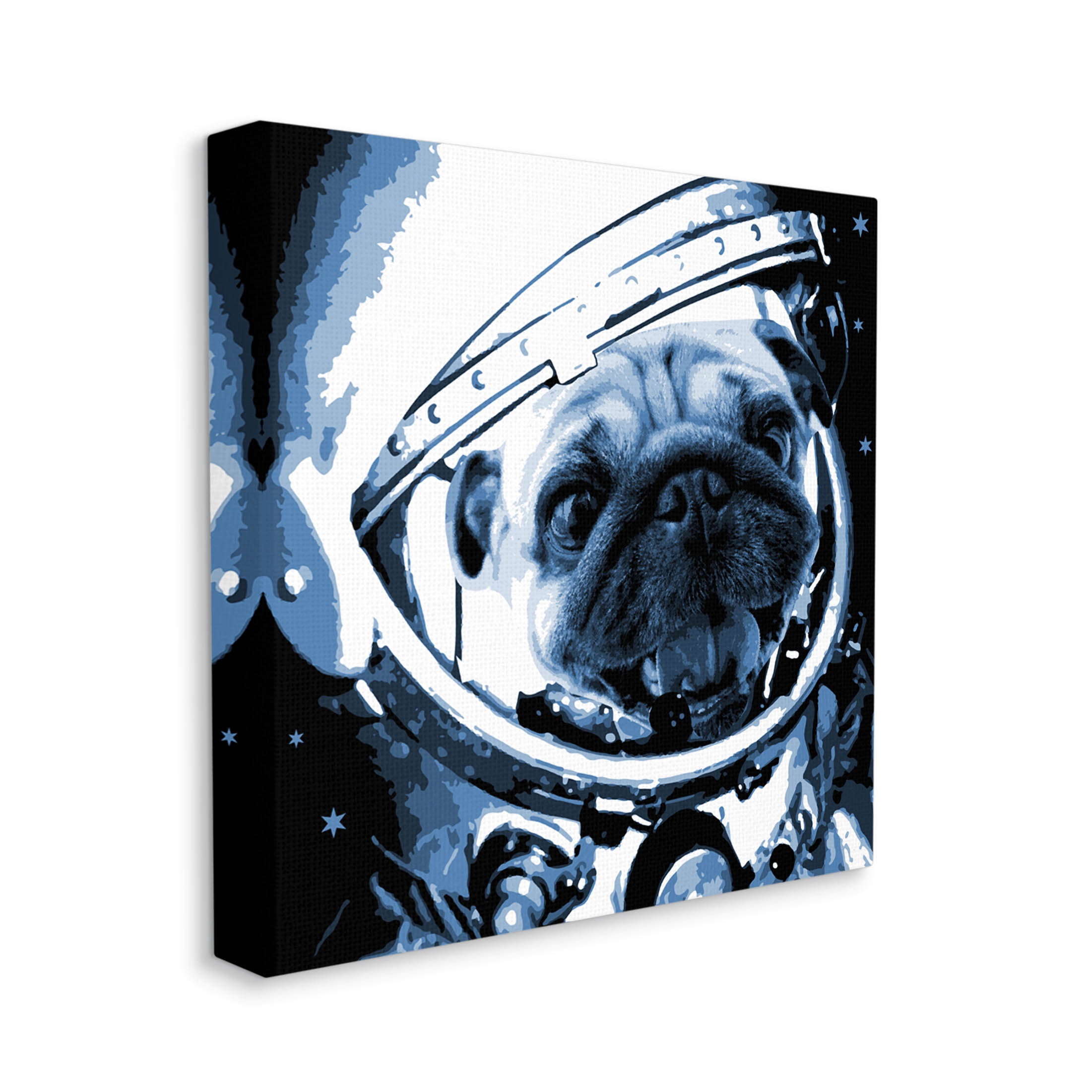 Stupell Industries Pug Space Astronaut Helmet Graphic Art Gallery Wrapped Canvas Print Wall Art, Design by Daphne Polselli