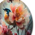 thumbnail image 3 of Designart "Azure Avian on Blossom Perch II" Animals Bird Floral Metal Round Wall Decor, 3 of 5