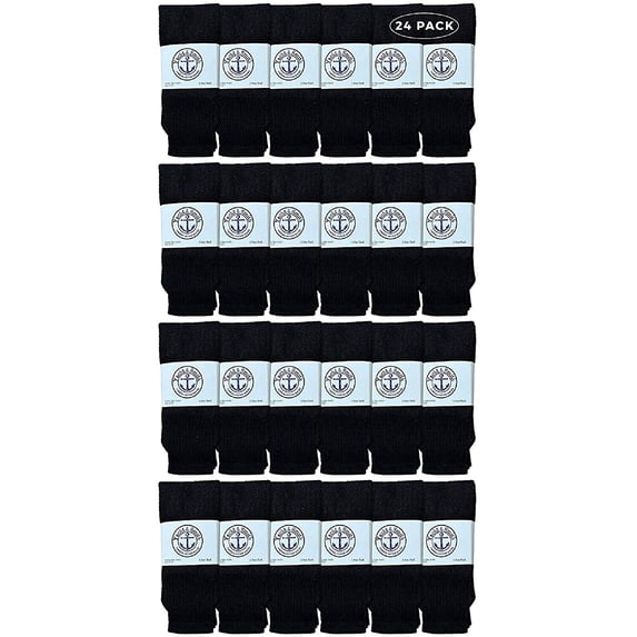 24 Pairs Of SOCKS'NBULK 26 Inch Wholesale Women's Tube Socks, Women's Cotton Referee Sport Socks Size 9-11 (Black)