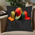 thumbnail image 5 of Set of 2 Decorative Throw Pillow Covers 18x18in - Colorful Baseball Caps Design on Black Background Perfect for Couch Bed Car, 5 of 8