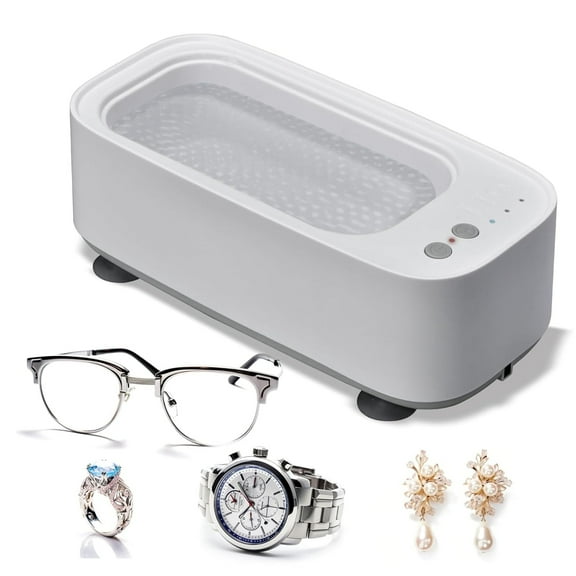 Ultrasonic Jewelry Cleaner,3 Modes Portable Cleaner,48KHz 20oz(600ml) for Eye Glasses, Ring, Earring, Necklaces, Watch Strap, Makeup Brush,Professional Sonic Cleaner with One-Touch Operation(Grey)