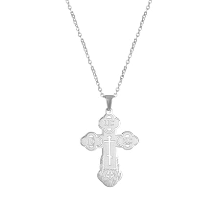 TEAMER Cross Necklace Russian Orthodox Crucifix Eastern Church Necklace Religious Christian Prayer Jewelry for Men Women