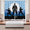 thumbnail image 2 of Ambesonne Kung Fu Kitchen Curtains, Karate Men Silhouettes Sun, 55"x45", Sky Blue Grey, 2 of 3