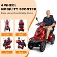 thumbnail image 4 of Xlluproid Heavy Duty 4-Wheel Mobility Scooterfor Seniors & Adults,Powerful 1000W Brushless Motor,500 lbs Capacity,38 Miles 3-Speed Long Range,All Terrain Mobility Scooter with Lockable Trunk,Red, 4 of 8