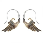 81stgeneration Women's 925 Sterling Silver Mother of Pearl Brown Eagle Angel Wing Earrings