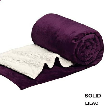 Queen Blanket Sumptuously Soft Plush Purple/lilac Sherpa Blankets / Reversible Winter