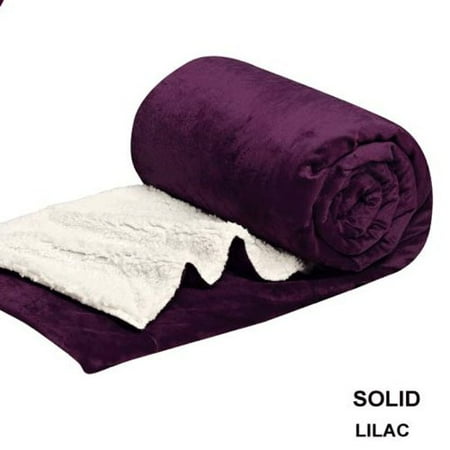 - Queen Blanket Sumptuously Soft Plush Purple/lilac Sherpa Blankets / Reversible Winter Bedspread