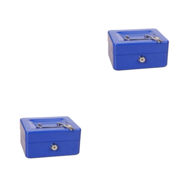 Lightweight Portable Metal Money Box - Cash Safe And Organized Convenient Protective Small Cash Box blue 2Set