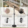 thumbnail image 5 of 7.5 FT Outdoor Patio Umbrella,Table Umbrella, Yard Umbrella, Heavy-Duty Round Market Umbrella with 6 Sturdy Ribs, Push Button Tilt and Crank for Garden Deck Backyard Pool, Tan, 5 of 7