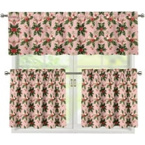 Christmas Tree Print 3 Piece Kitchen Curtains and Valances Set Rod Pocket Tier Curtains 24 Inch Length Insulation Small Curtains Short Curtains for Kitchen Bedroom Decoration