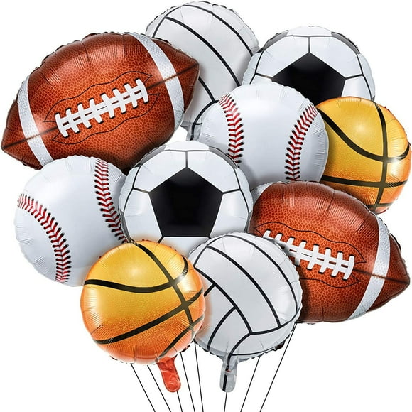 10 Sports Theme Foil Balloons, Baseball Balloons, Foil Soccer Balls, Party Balloons Boy Birthday Party Supplies