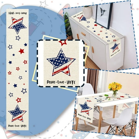 

〖CFXNMZGR〗Home Decor Decorative Table Banner Dining Runner For Kitchen Day Scarf Independence Table Farmhouses Dresser Decor Decorative Table Banner
