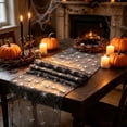 thumbnail image 6 of Extra Long Halloween Table Runner, Black Sheer Table Runner with Gold Print, Gothic Spider Web Table Decor for Halloween Party, Dining Table, Mantel, and Home Display, 6 of 6