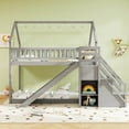 thumbnail image 2 of Costway Twin Over Twin Bunk Bed with Slide & Staircase with Storage Compartments Gray, 2 of 10