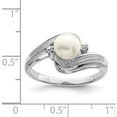 thumbnail image 4 of Sterling Silver Rhodium Plated Diamond And Fw Cultured Pearl Ring (Size 6) Made In Thailand qr4491-6, 4 of 5