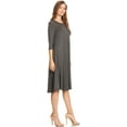 thumbnail image 3 of Women's Casual Basic Comfy 3/4 Sleeve Flare A-line Midi long maxi Dress, 3 of 7