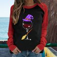thumbnail image 2 of Camiseta informal de manga larga con cuello redondo y estampado navideño de retazos de primavera para mujer Fridja  bvmnju1588, 2 of 6