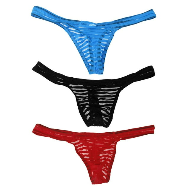 3/set de ropa interior de malla transparente para hombre, con espalda en T, Bikini M SG Yuyangstore Ropa interior de la correa de los hombres