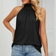 thumbnail image 4 of Camiseta Mujer Casual Tee Halter Color sólido Lace Up Lady Vest Top Moda Streetwear (Negro M) Cgtredaw para Mujer Negro T M, 4 of 7