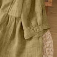 thumbnail image 5 of Tweang Cotton Linen Shirts Cotton Linen Tops for Women Boho Peasant Blouse Roll Up Short Sleeve T-shirt Loose Fit Cotton Blouses Cotton Button Down Graphic Shirt Loose Gauze Tunics Green 2XL, 5 of 5