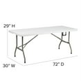 thumbnail image 6 of 30'' x 72'' Granite White Bi-Fold Plastic Folding Table - 6-Foot Bi-Fold Plastic Folding Table with Carrying Handle, 6 of 6