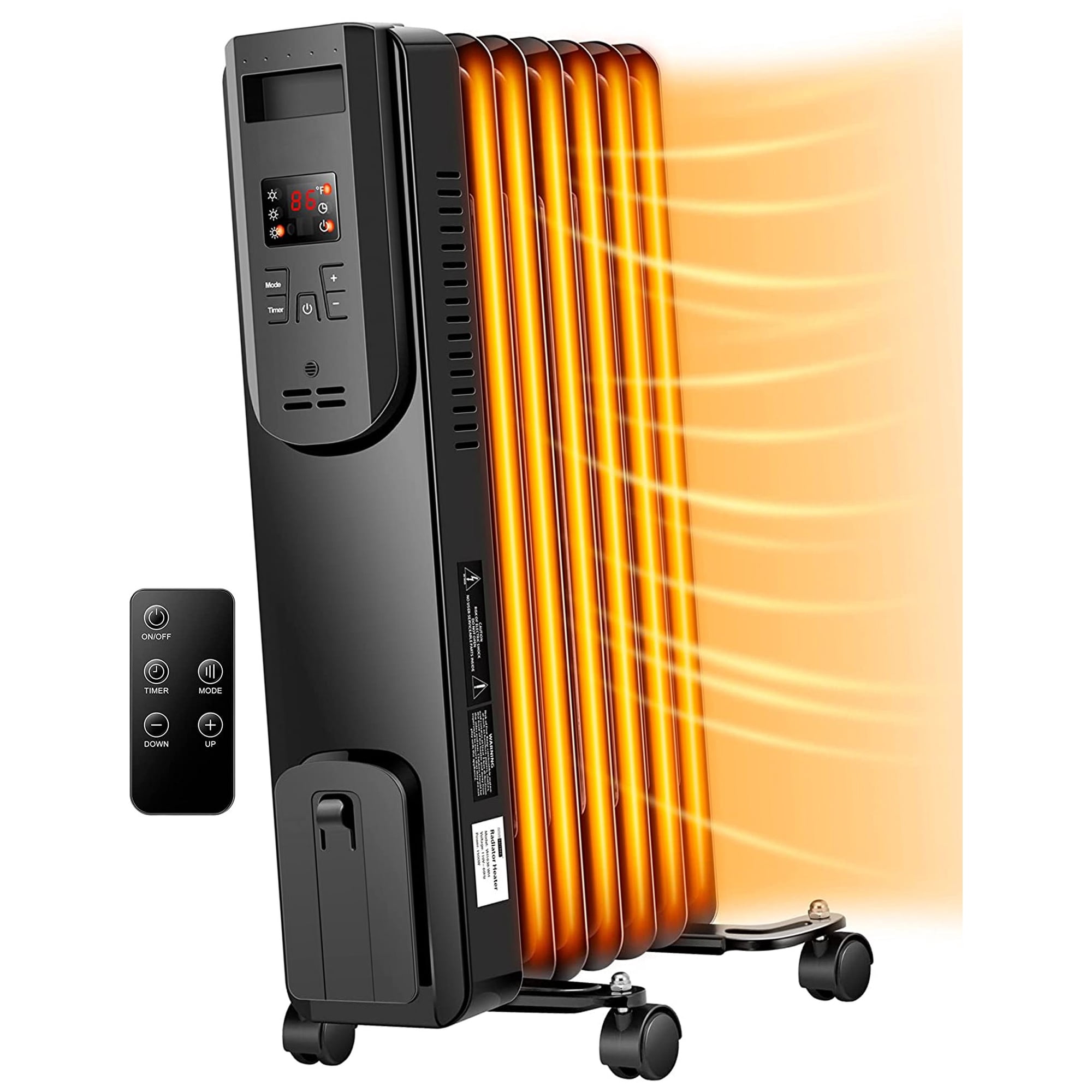 1500W Oil Filled Radiator Heater with Remote Control, Electric Portable  Heater - Walmart.com