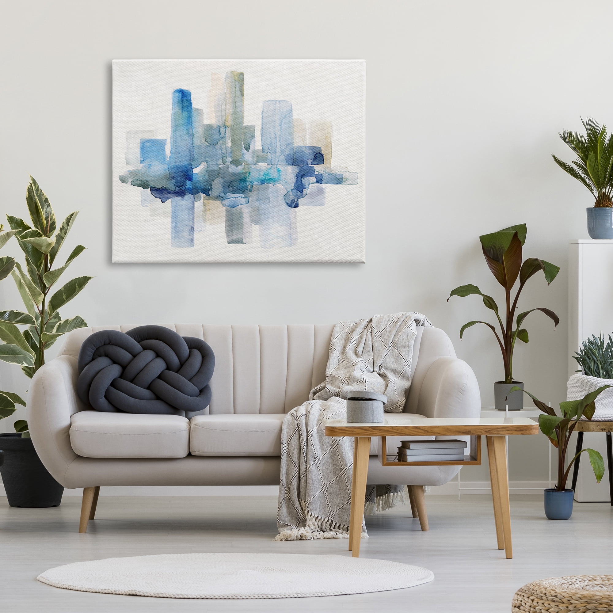 Stupell Industries Blocked Abstract Cityscape Scene Reflection Watercolor Detail Painting Gallery Wrapped Canvas Print Wall Art, Design by Sally Swatland