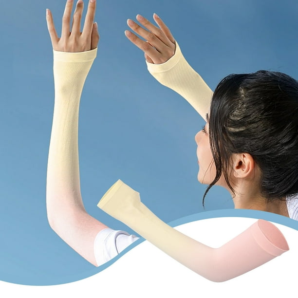 Mangas de brazo de seda Gradient Ice para protección solar - Fundas UV para refrescar la pantalla solar para mujeres y hombres, para conducción al aire libre y viajes, poliéster transpirable, 2 pares