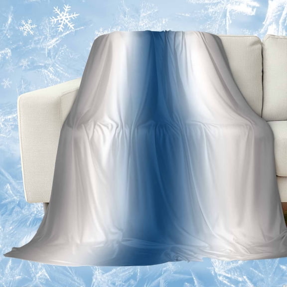 Lake Blue Grey White Cooling Blanket, Lightweight Breathable Summer Throw Blanket with Double Sided Cold Effect,Farmhouse Ombre Color Modern Picnic Beach Blankets Bed Sheet for Hot Sleepers 60"x80"