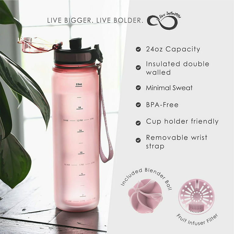 Live Infinitely 24 oz Insulated Water Bottle for Women - Cute Gym Water  Bottles with Timed Marks - B…See more Live Infinitely 24 oz Insulated Water