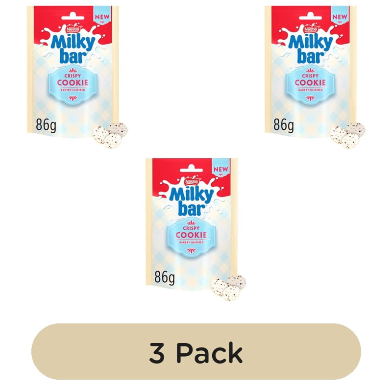 Milkybar Buttons Crispy Cookie White Chocolate Sharing Bag 86g, British Import (Pack of 3)