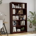 thumbnail image 6 of Farini 5 Tiers Bookcase, Wooden Bookcase with Adjustable Shelves for Home, Office, Mahogany, 6 of 6