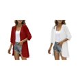 thumbnail image 1 of (2-Pack) Rinsvye Women Casual Cardigan Three Oversized Cardigan Quarter Sleeve Open Front Leopard Print Womens Cardigan Sweater Lightweight Dots Cardigan Draped Cardigan Knitted Sweater Ruffles Card, 1 of 7