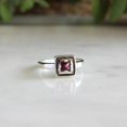 thumbnail image 1 of Rhodolite Garnet January Birthstone 925 Silver Square Oxidised Gift Ring, 1 of 6