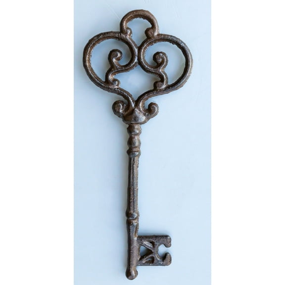 Set of 6 Rustic Vintage Cast Iron Antique Heart Scroll Victorian Keys Wall Decor