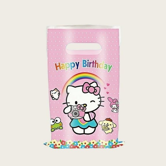 40Pcs Hello Kitty Anime Cartoon Party Favor Gift Bags with Handle - Kids Birthday Goodie Bags for Candy, Themed Party Decorations Supplies
