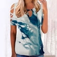 thumbnail image 3 of Gibobby Playera de Manga Corta con Cuello Redondo Camiseta manga corta con estampado flores y botones para mujer, camiseta manga corta, informal, Sexy, verano, para (Azul,G), 3 of 4