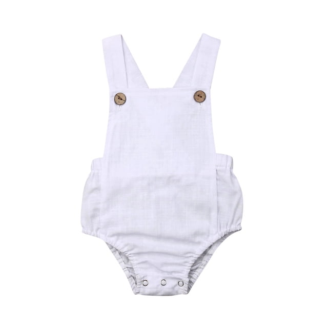 Diconna Children's Cotton Jumpsuit Sleeveless Sling Pure Color Jumpsuit