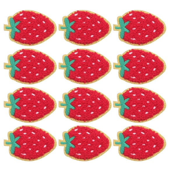 IFANLANDOR Back to School 12pcs Strawberry Patches For Clothes In Red For Embroidered Appliqués For Craft Enthusiasts